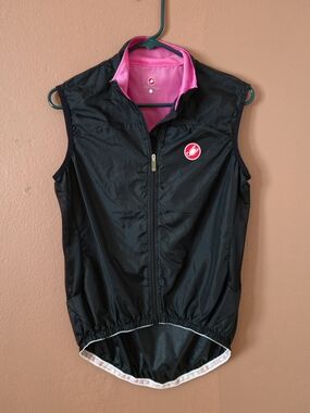Castelli Black Cycling Vest with Pink Lining